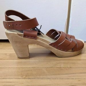 No. 6 Woven Cognac Leather Clogs